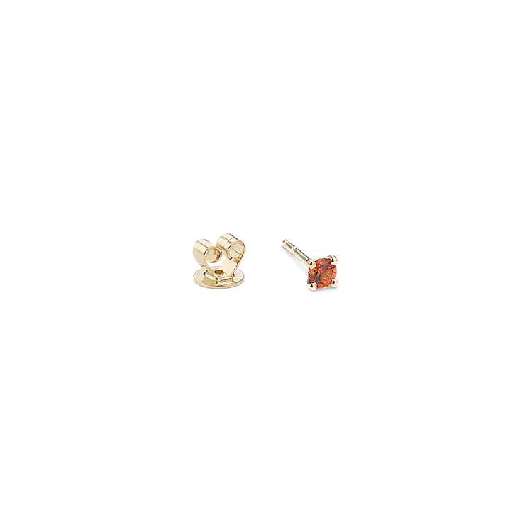 Natural Citrine One Single Stud Earring in 14K Yellow Gold