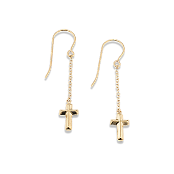 [LLOYD] 14K GOLD☆Cross Earrings 14k 18k Solid Gold Cross Earrings, Cross Studs Earrings
