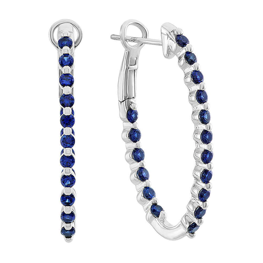 Traditional Blue Sapphire Hoop Earrings | Shane Co.