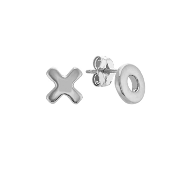 X O Earrings In 14k White Gold Shane Co