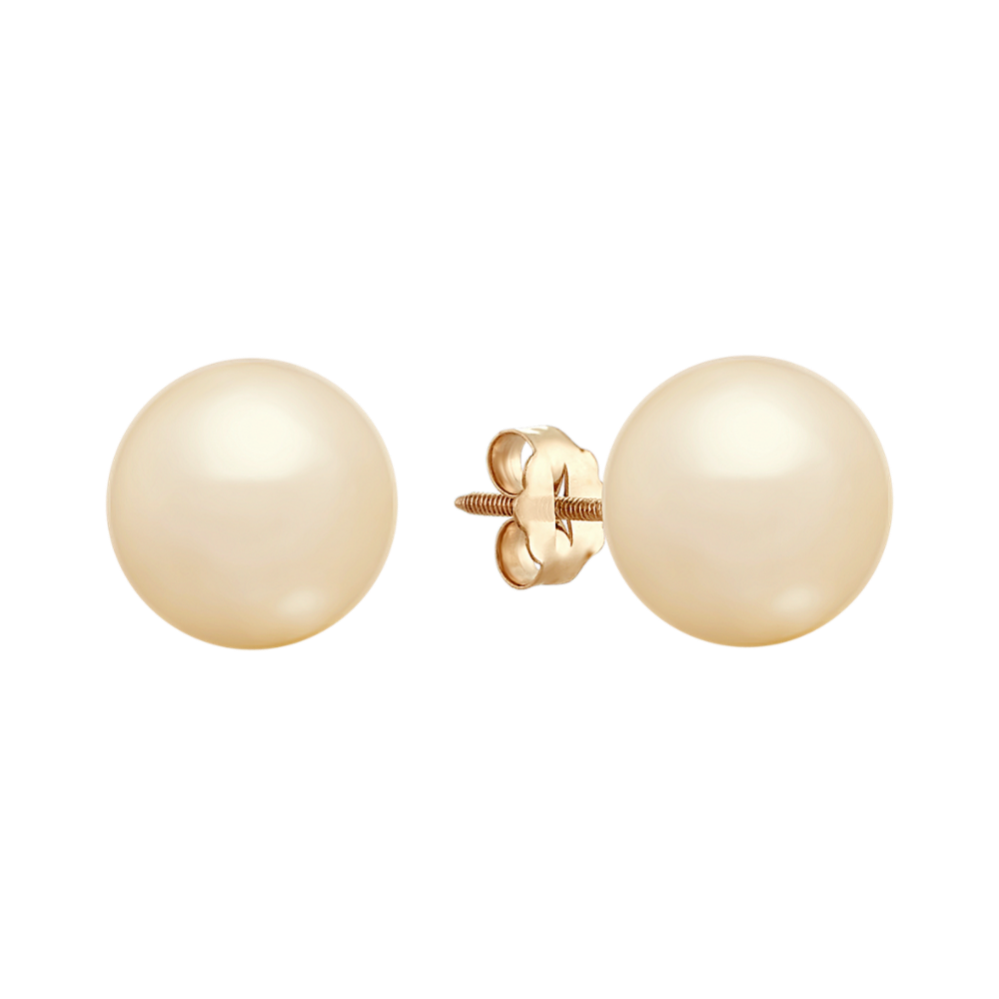 10mm Golden South Sea Cultured Pearl Solitaire Earrings