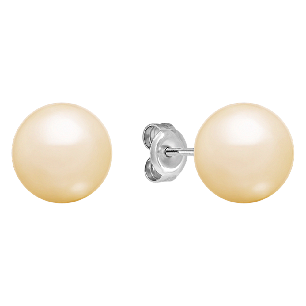 10mm Golden South Sea Cultured Pearl Solitaire Earrings