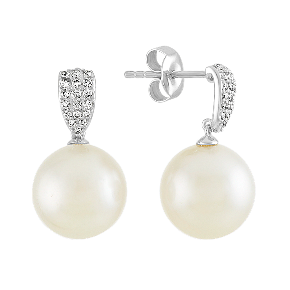 11mm South Sea Cultured Pearl and Diamond Earrings