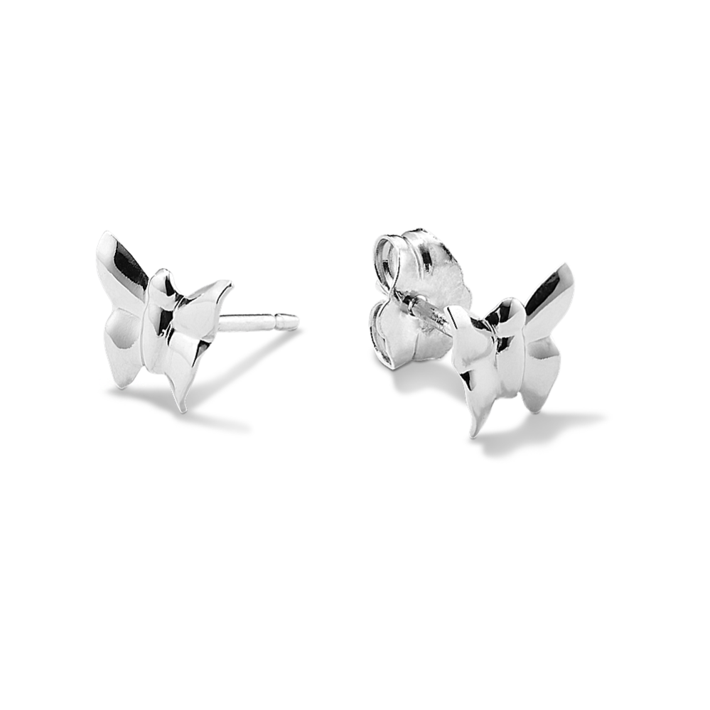 14K White Gold Butterfly Earrings