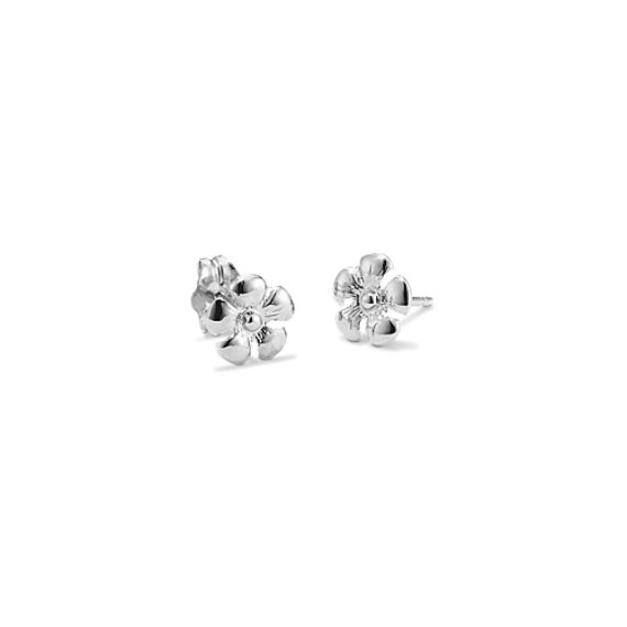 14K White Gold Daisy Earrings