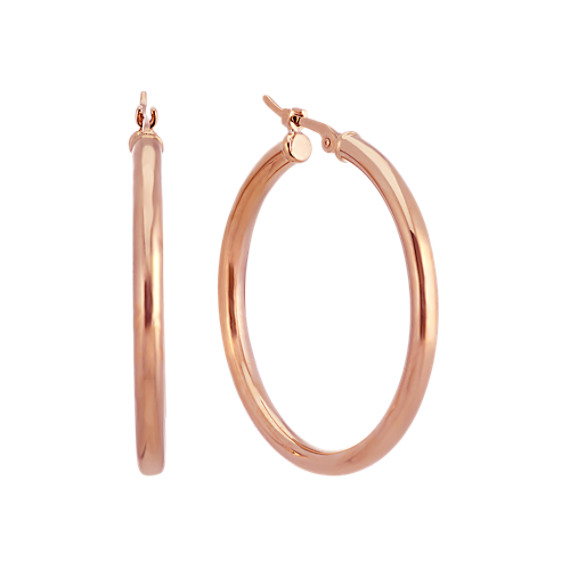 14k Rose Gold 1 Inch Hoop Earrings Shane Co 14k Rose Gold 1 Inch Hoop Earrings