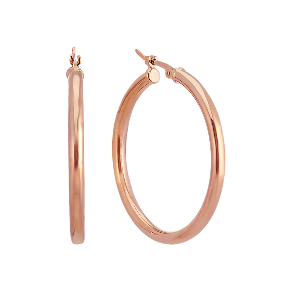 14k Rose Gold 1 inch Hoop Earrings