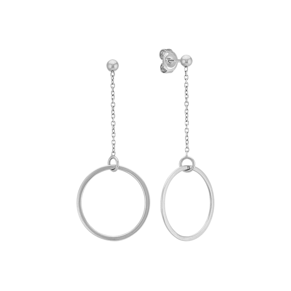 14k White Gold Dangle Circle Earrings