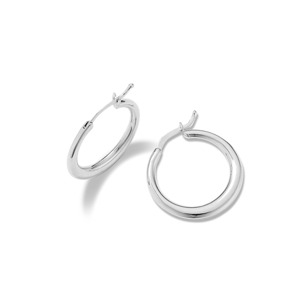 Graduated 14K White Gold Hoops