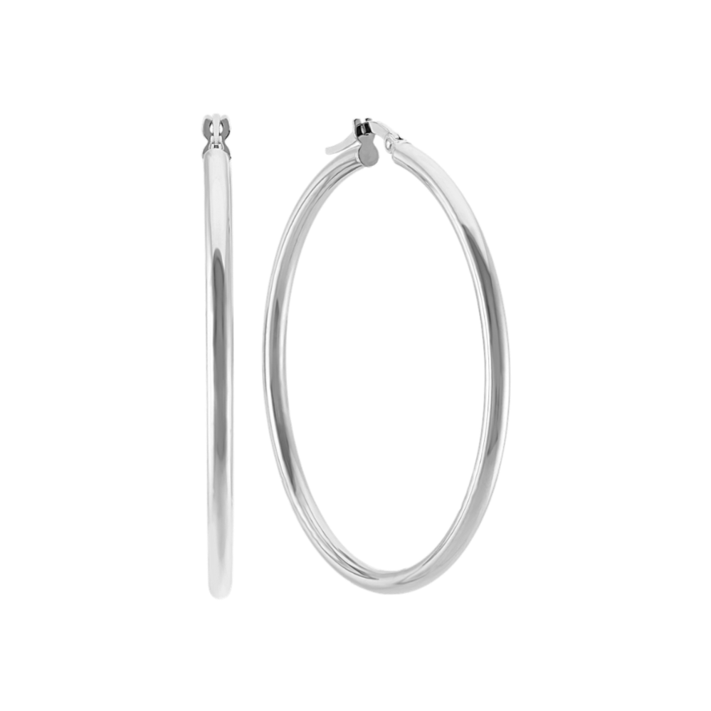 Bold Daily Oversized 14K White Gold Hoops