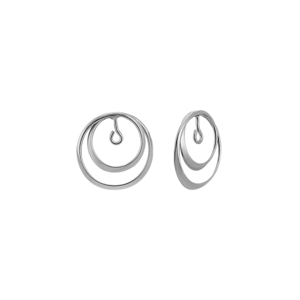 14k White Gold Ripple Circle Earring Jackets