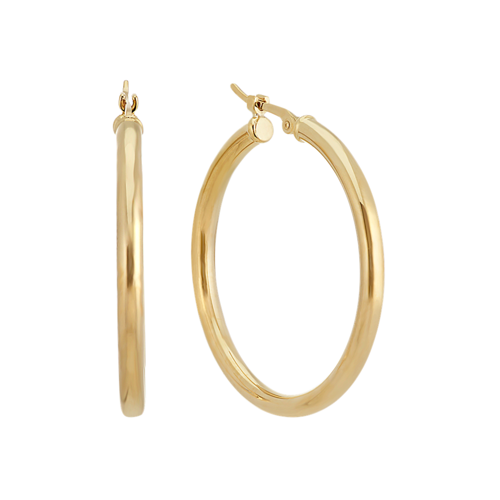 14k Yellow Gold 1 inch Hoop Earrings