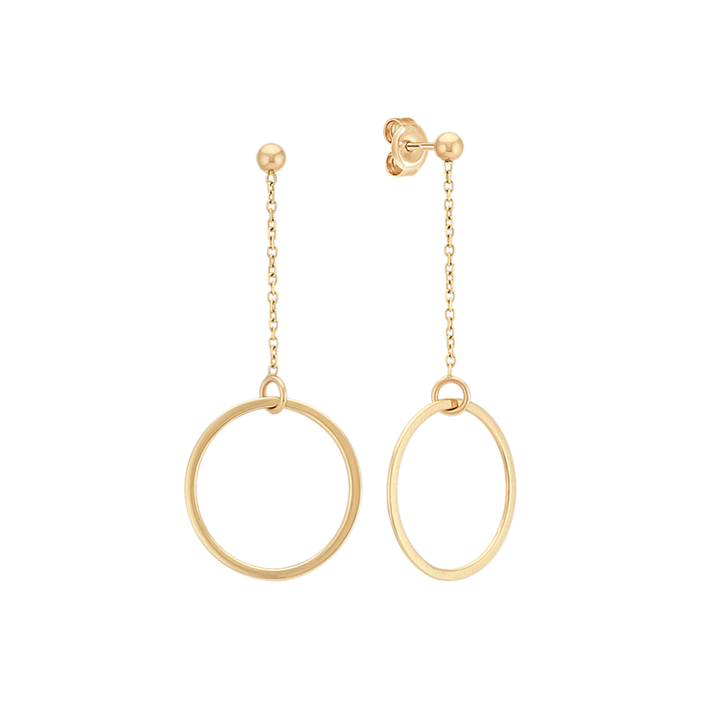 14k Yellow Gold Dangle Circle Earrings
