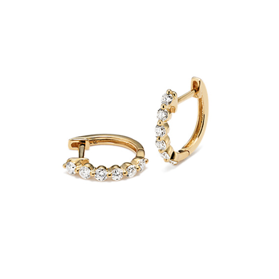 yellow gold diamond huggie earrings