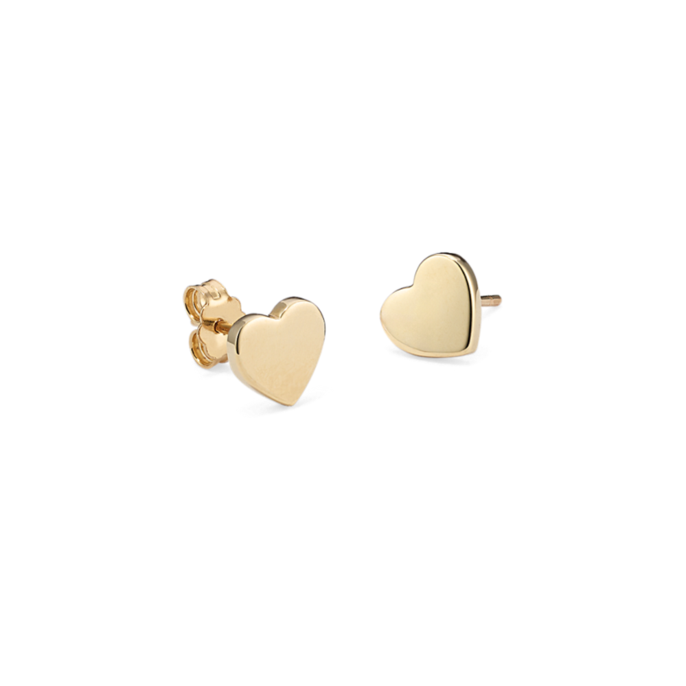 Sweetheart 14k Yellow Gold Studs | Shane Co.