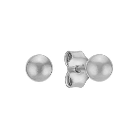 4mm 14k White Gold Ball Stud Earrings Shane Co 4mm 14k White Gold Ball Stud Earrings