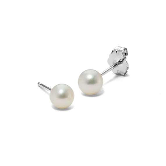 4mm Cultured Freshwater Pearl Earrings in 14k White Gold