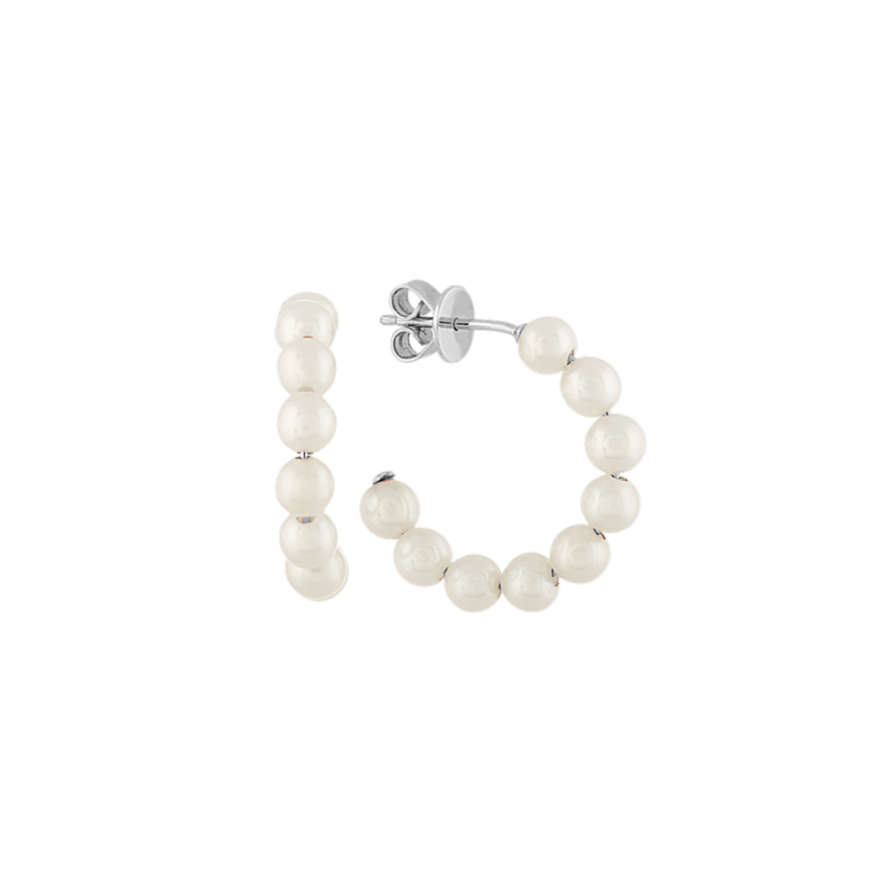 Paperclip Chain Cultured Freshwater Pearl Drop Earrings Sterling Silver - Limited Edition