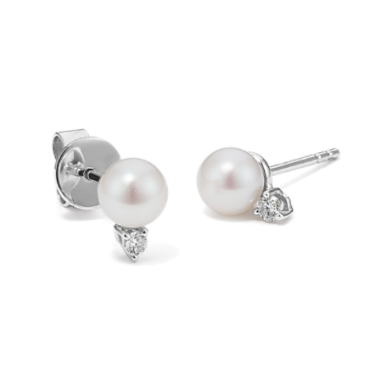 5mm Akoya Cultured Pearl & Diamond Earrings