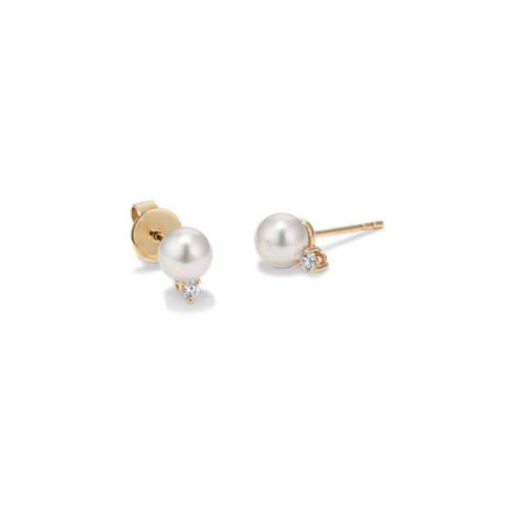 5mm Akoya Cultured Pearl & Diamond Earrings