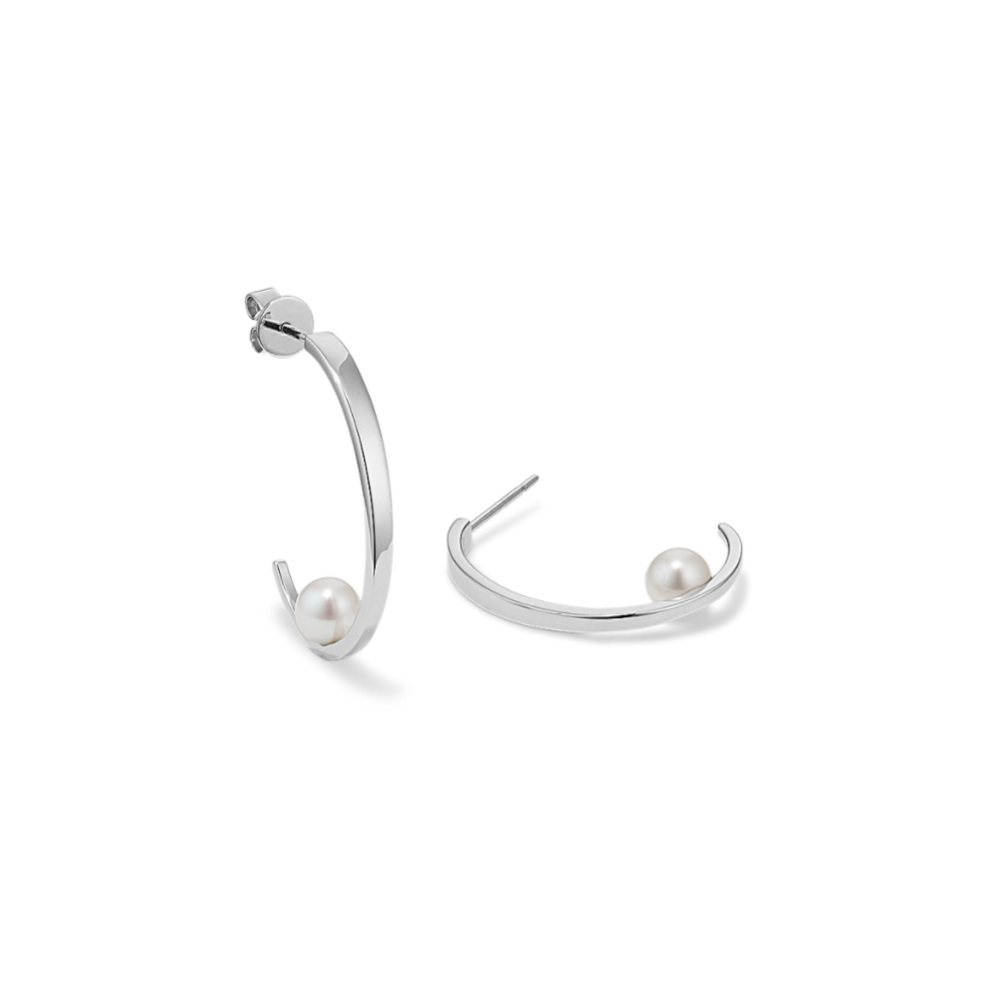 Cultured Freshwater Pearl Crescent Hoops