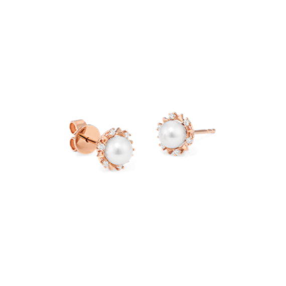 Julia Cultured Freshwater Pearl & Diamond Studs