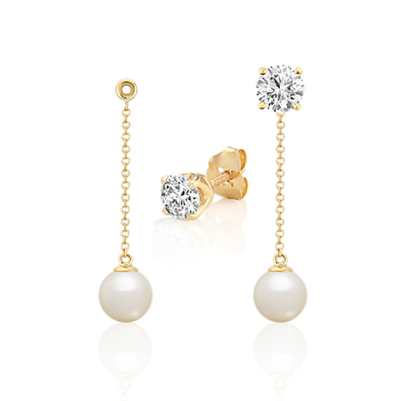 6 5mm Cultured Freshwater Pearl Earring Jacket Shane Co Tap To Zoom