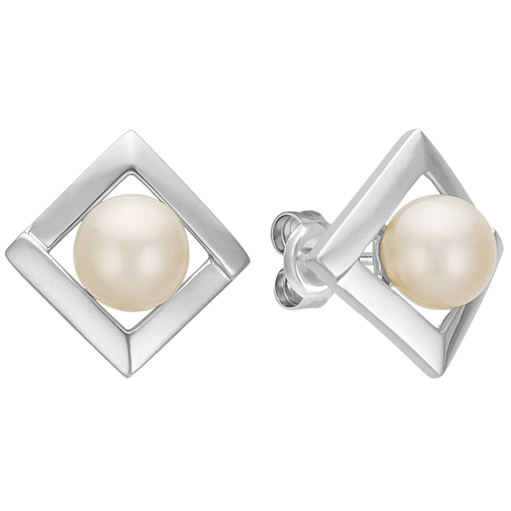 6.5mm Freshwater Cultured Pearl Earrings in Sterling Silver