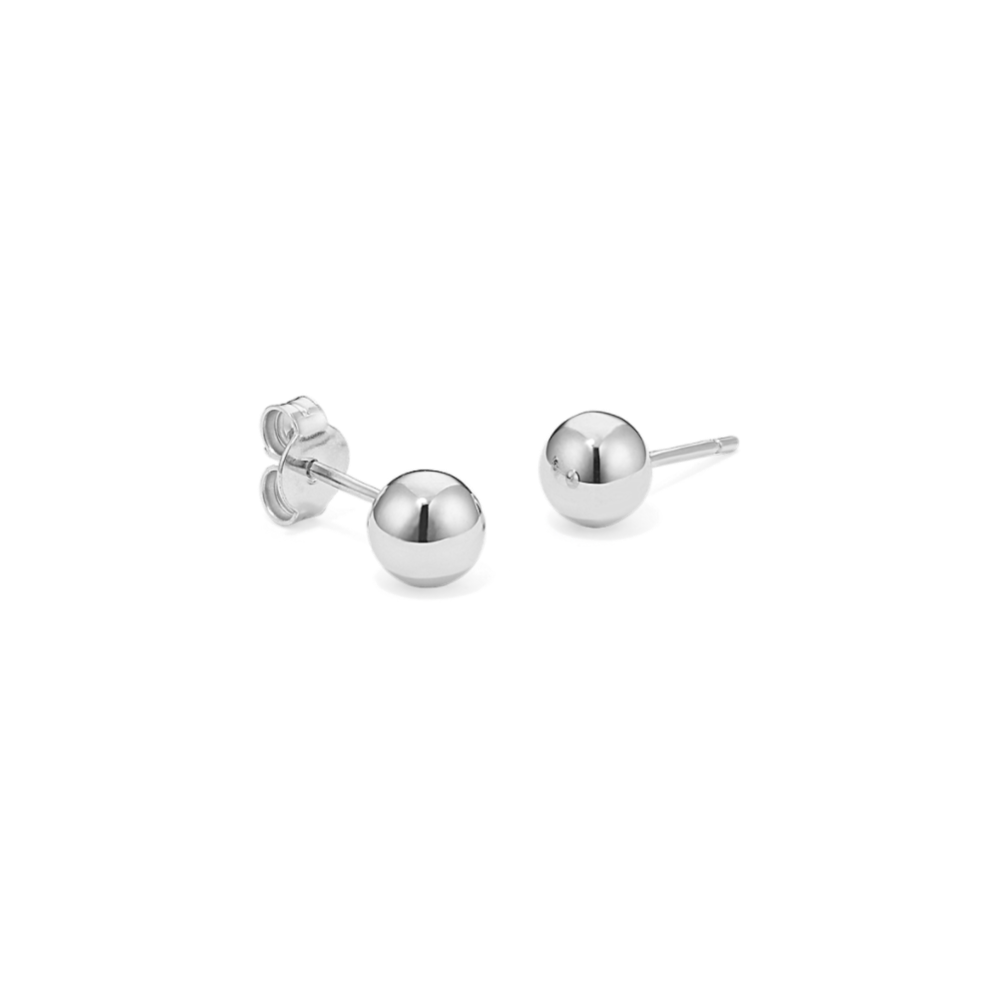 6mm 14K White Gold Ball Studs Shane Co.