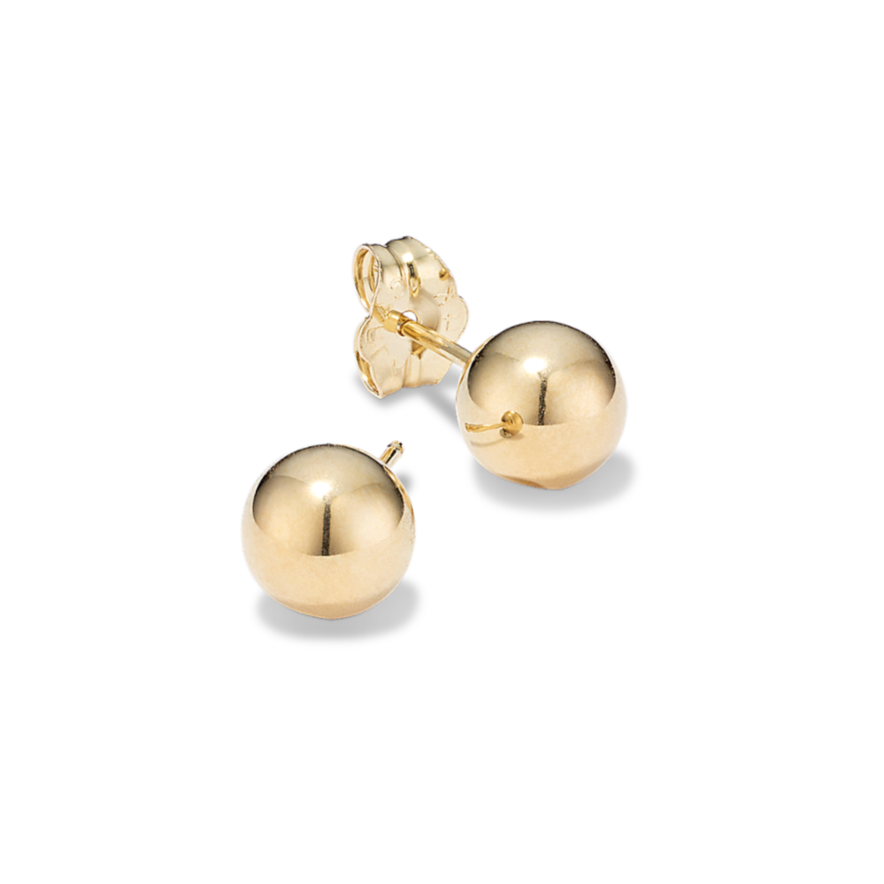 14k White Gold Ball Stud Earrings with Secure Screw-backs