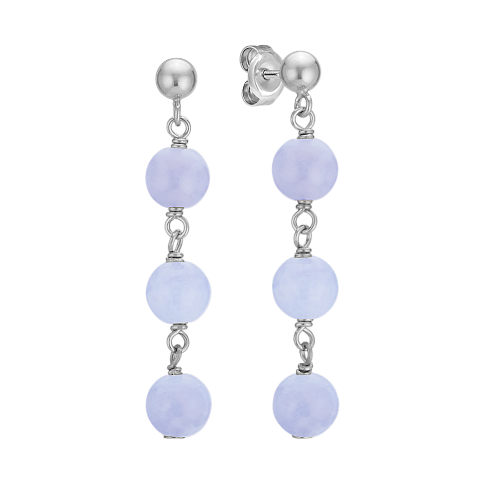 6mm BlueAgate Bead Dangle Earrings