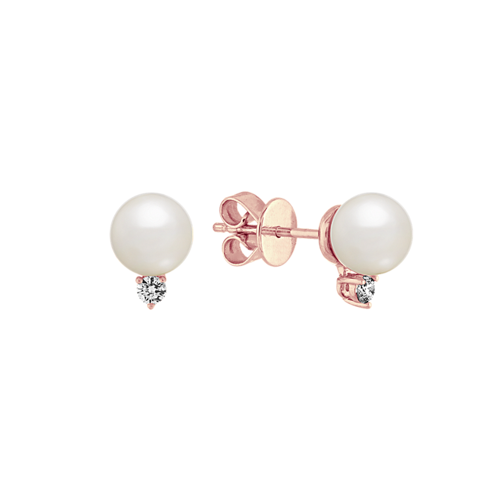 Akoya pearl store and diamond earrings