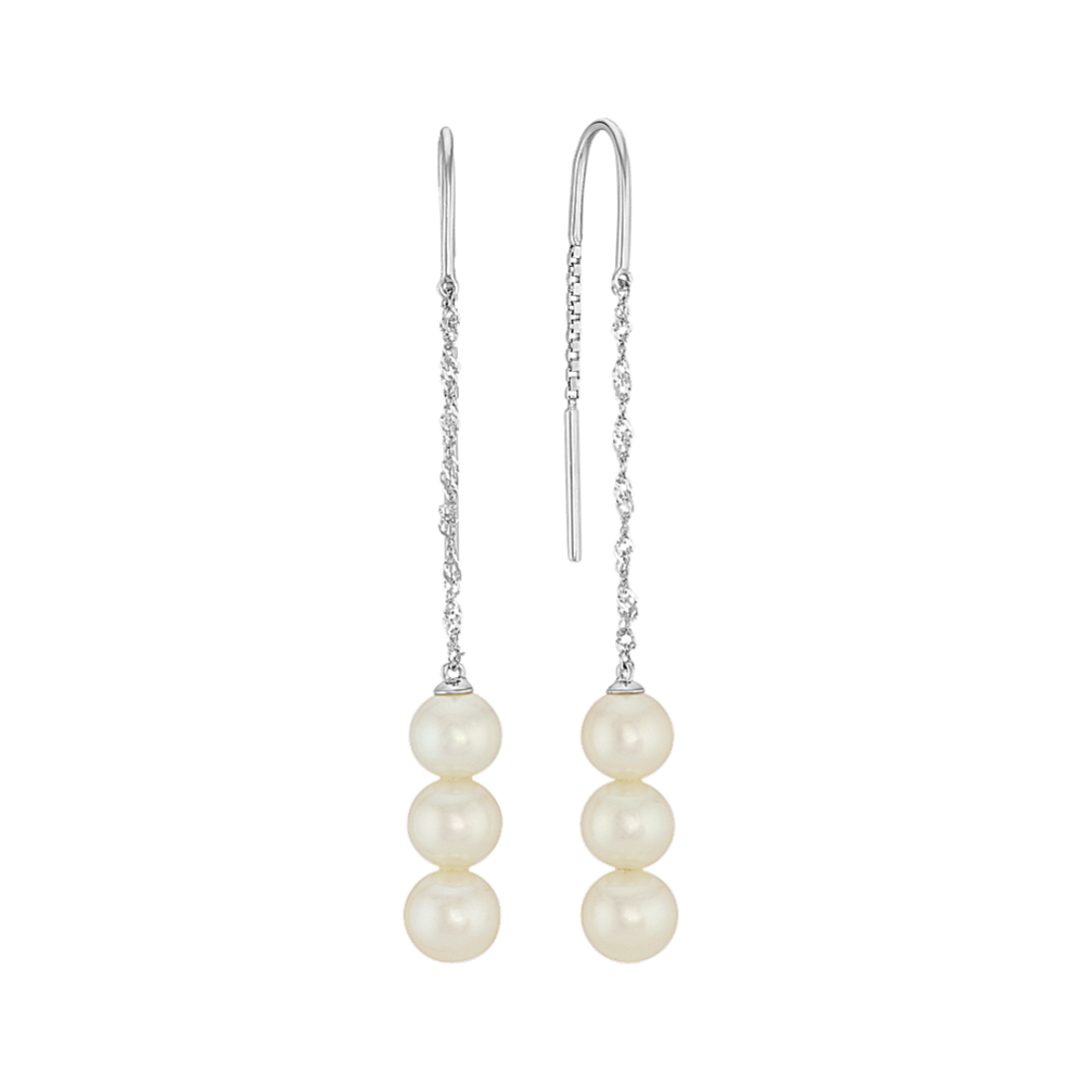 6mm Freshwater Cultured Pearl Threader Earrings