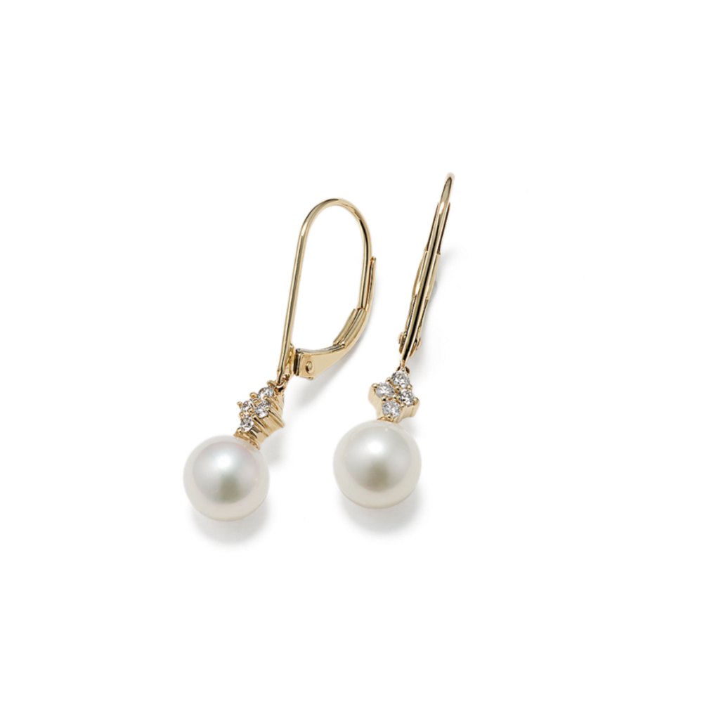 Maris Cultured Freshwater Pearl & Diamond Earrings