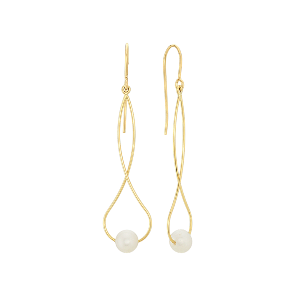 6mm Freshwater Cultured Pearl Dangle Earrings
