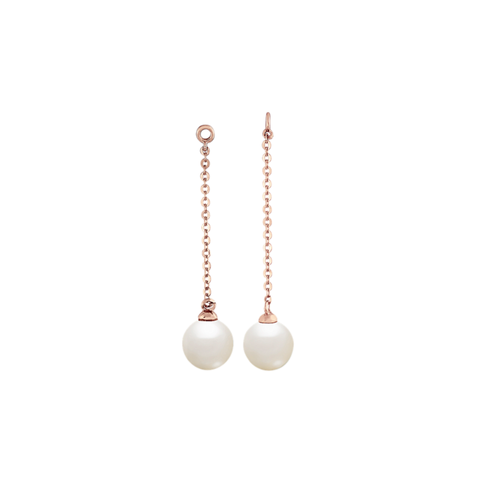 6mm Freshwater Pearl Earring Jackets in 14K Rose Gold