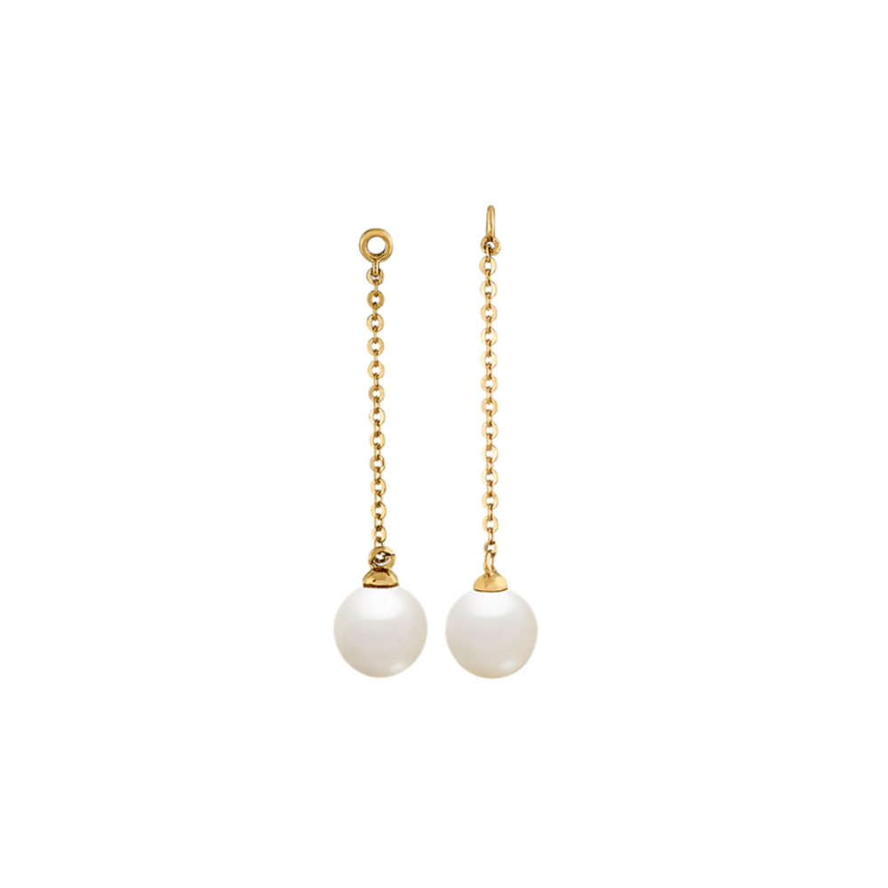 6mm Freshwater Pearl Earring Jackets in 14K Yellow Gold