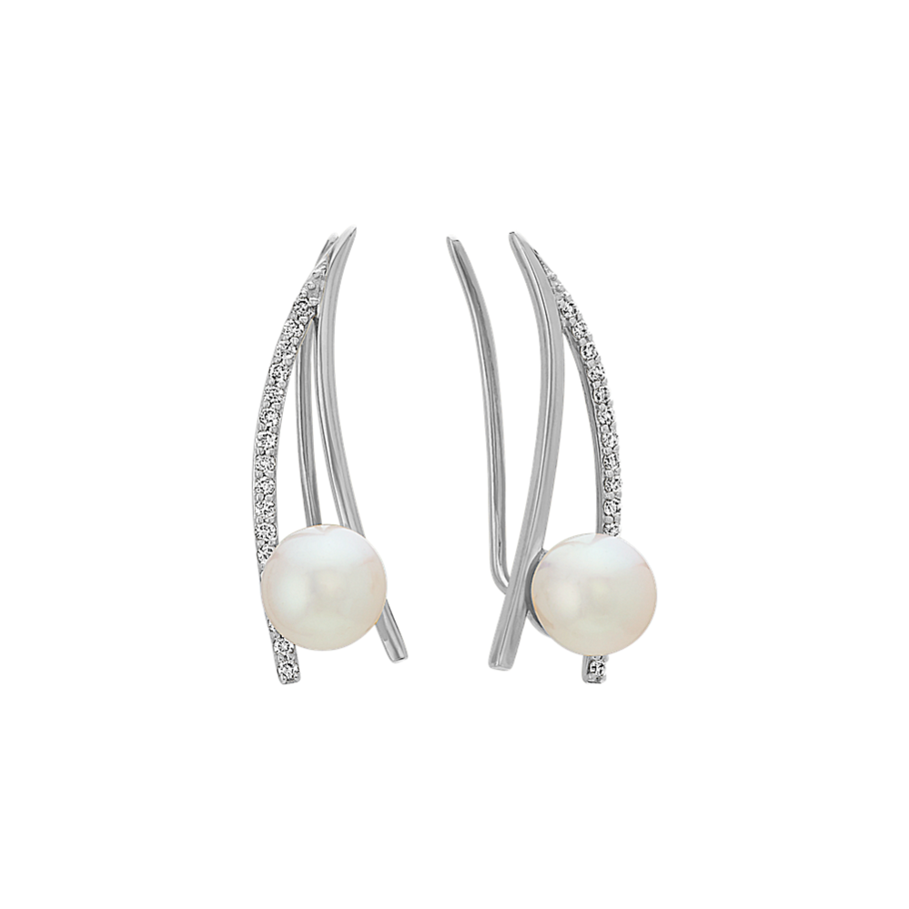 14 Karat Gold Plated Graduated Cultured Freshwater Pearl Ear Climbers