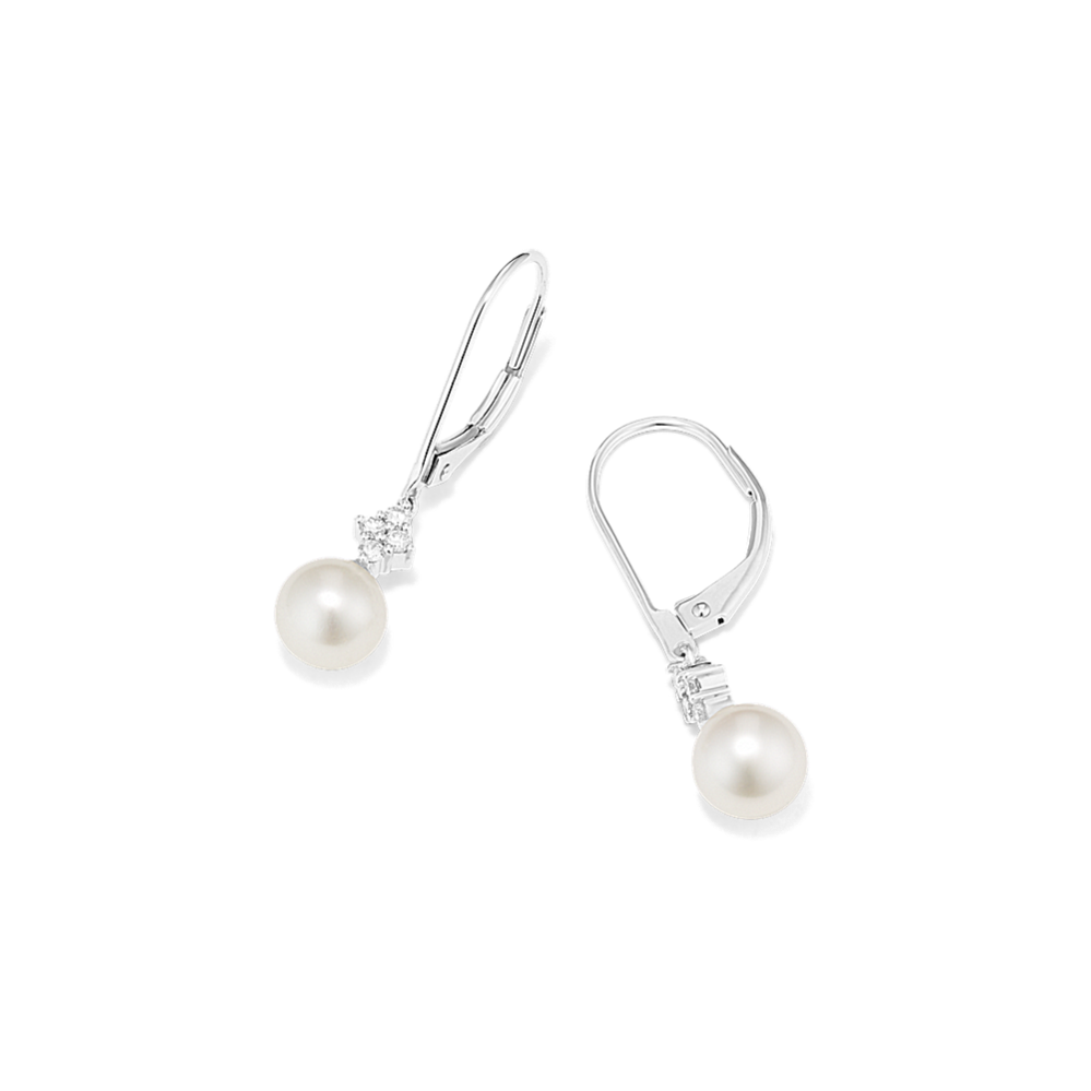 Maris Cultured Freshwater Pearl & Diamond Earrings