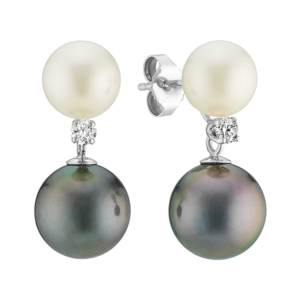 7.5-10mm Freshwater and Tahitian Cultured Pearl Earrings