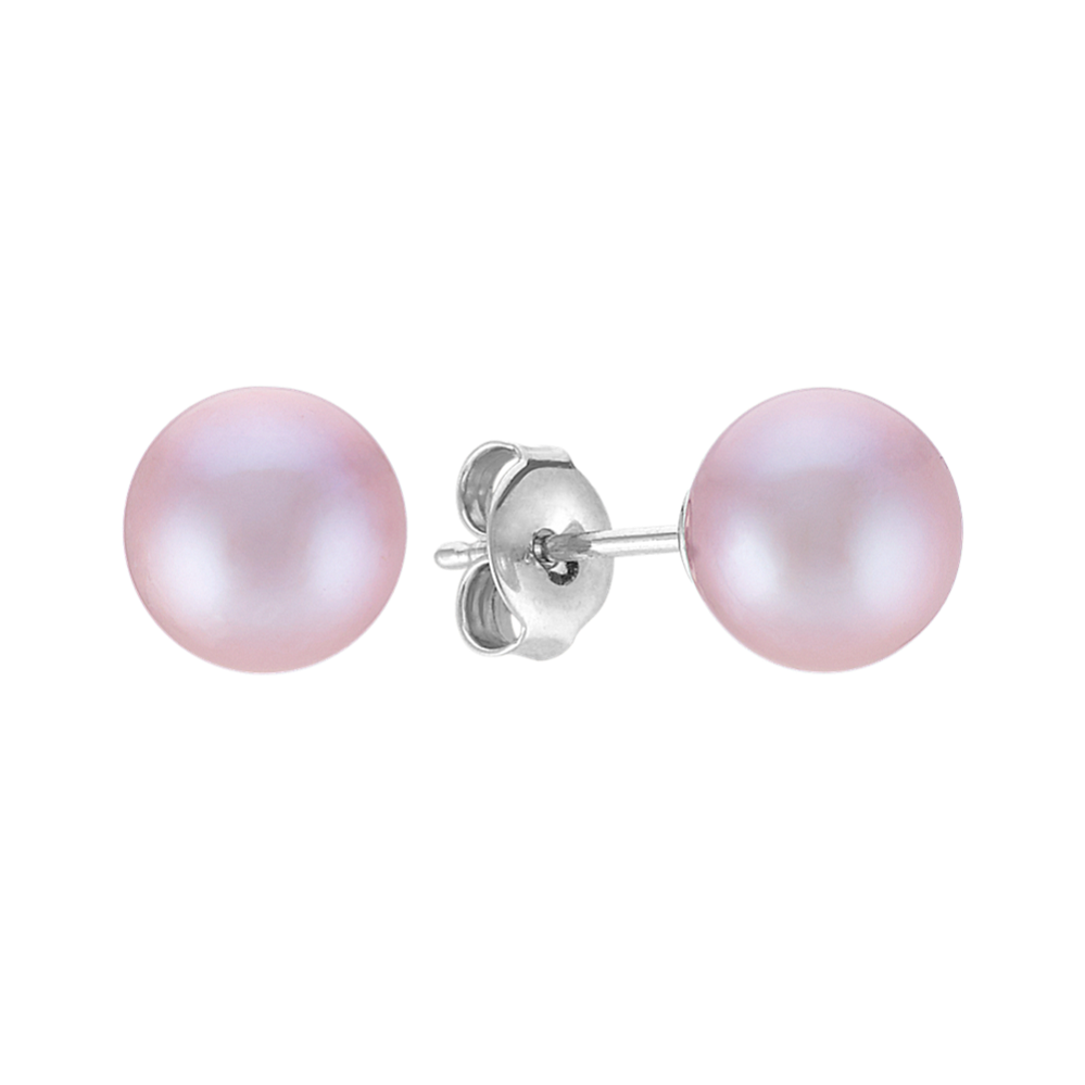 7.5mm Lavender Freshwater Cultured Pearl Earrings in Sterling Silver