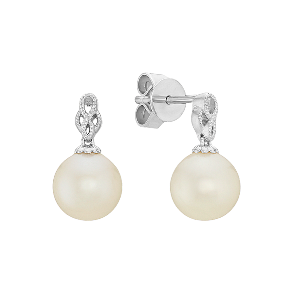 7mm Freshwater Cultured Pearl Dangle Earrings in Sterling Silver