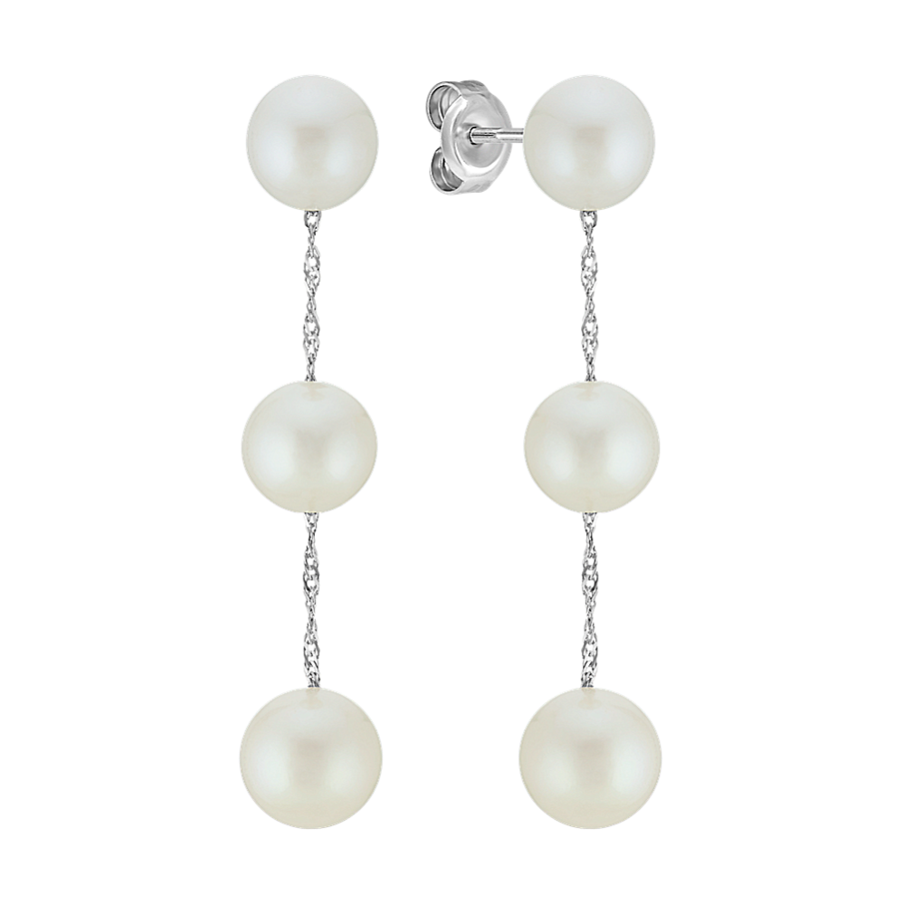 7mm Freshwater Cultured Pearl Dangle Earrings