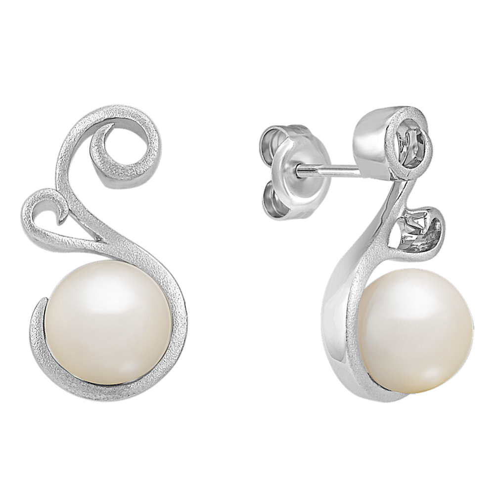 8.5mm Freshwater Cultured Pearl Earrings in Sterling Silver