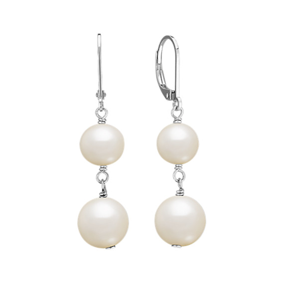 8mm Cultured Freshwater Pearl Dangle Earrings in Sterling Silver ...