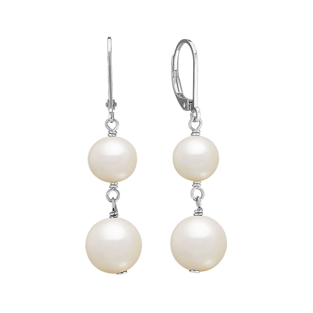 8mm Freshwater Cultured Pearl Dangle Earrings in Sterling Silver