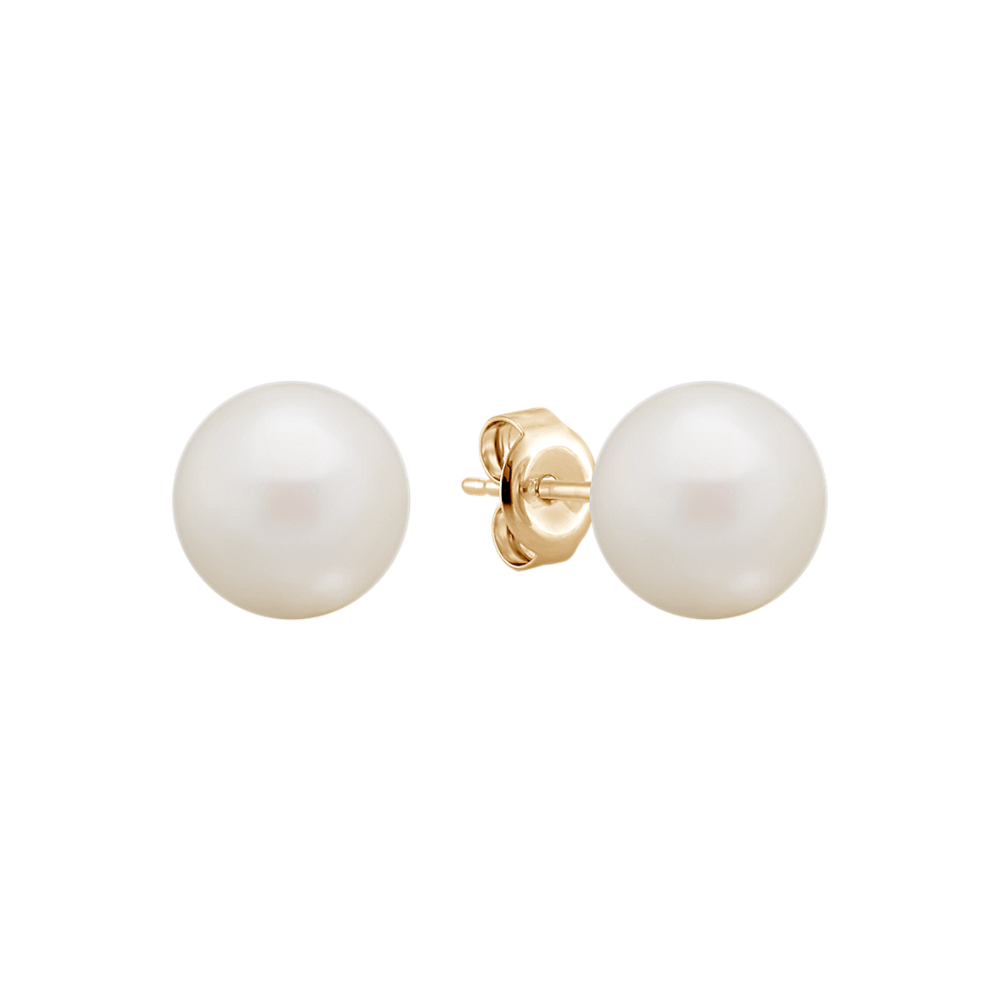 8mm Freshwater Cultured Pearl Solitaire Earrings