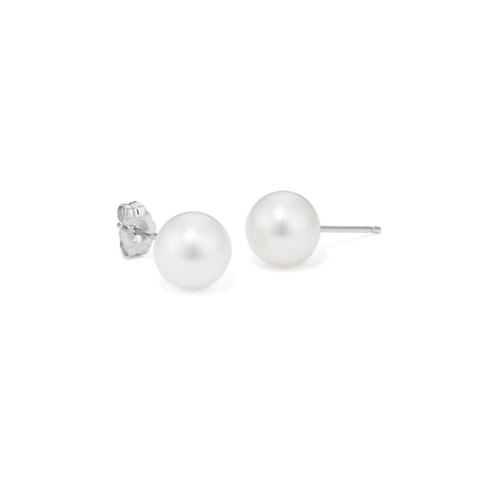 8mm Freshwater Cultured Pearl Solitaire Earrings