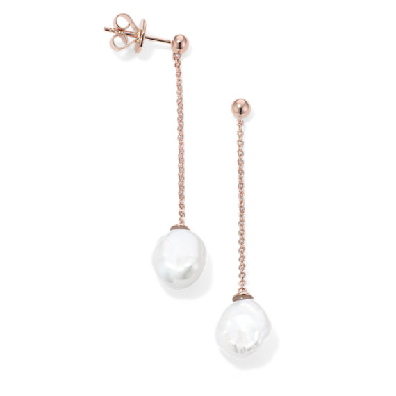 Shane Co. Nahla Keshi Freshwater Cultured Pearl Earrings, Rose Gold