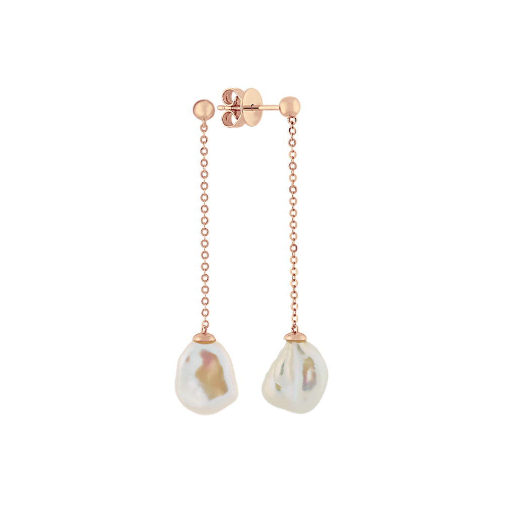 Inara 8mm Cultured Freshwater Keshi Pearl Earrings in 14K Rose Gold